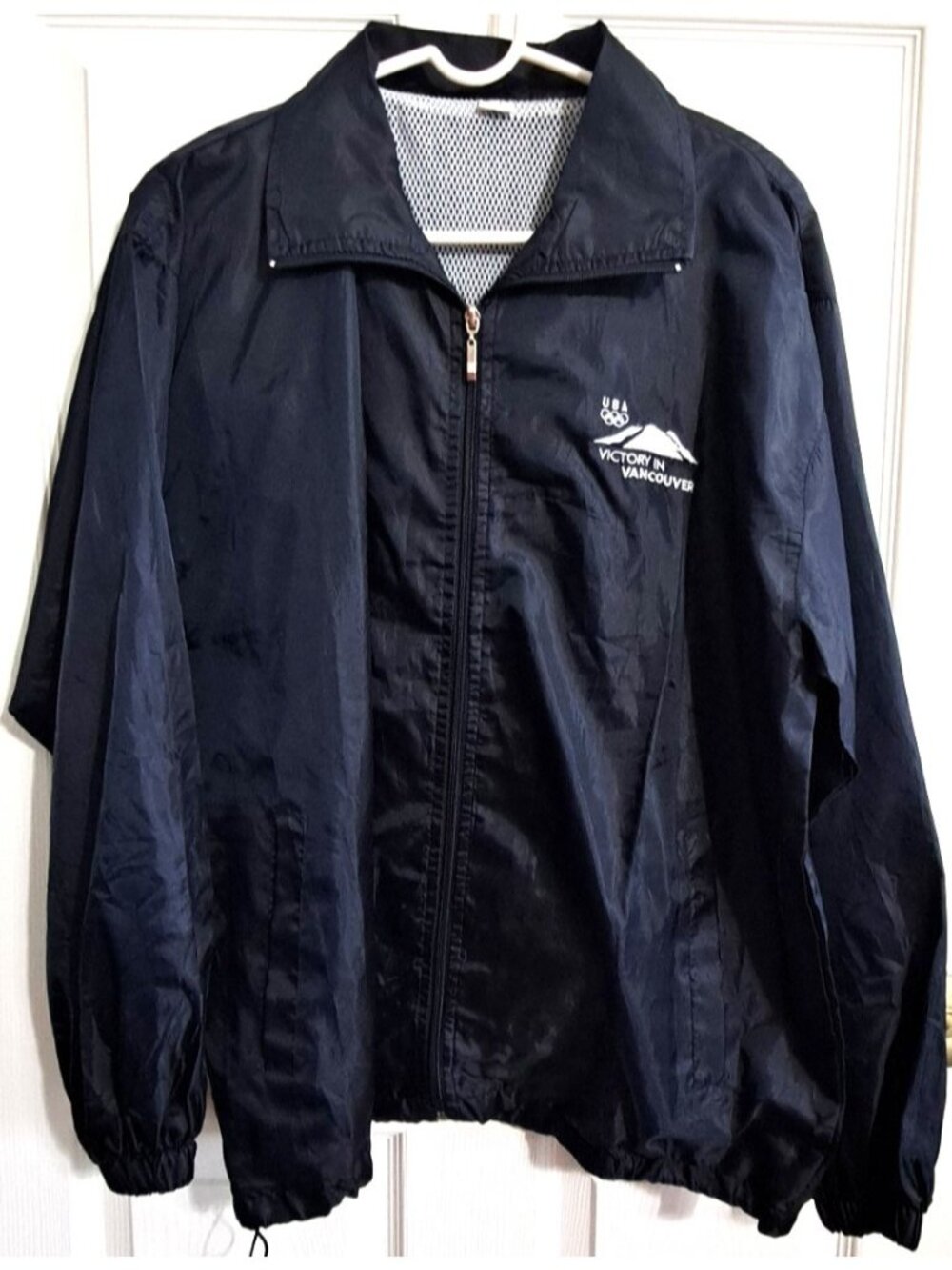 Unbranded Men's L Full Zip Navy Windbreaker USA Olympics Victory in Vancouver